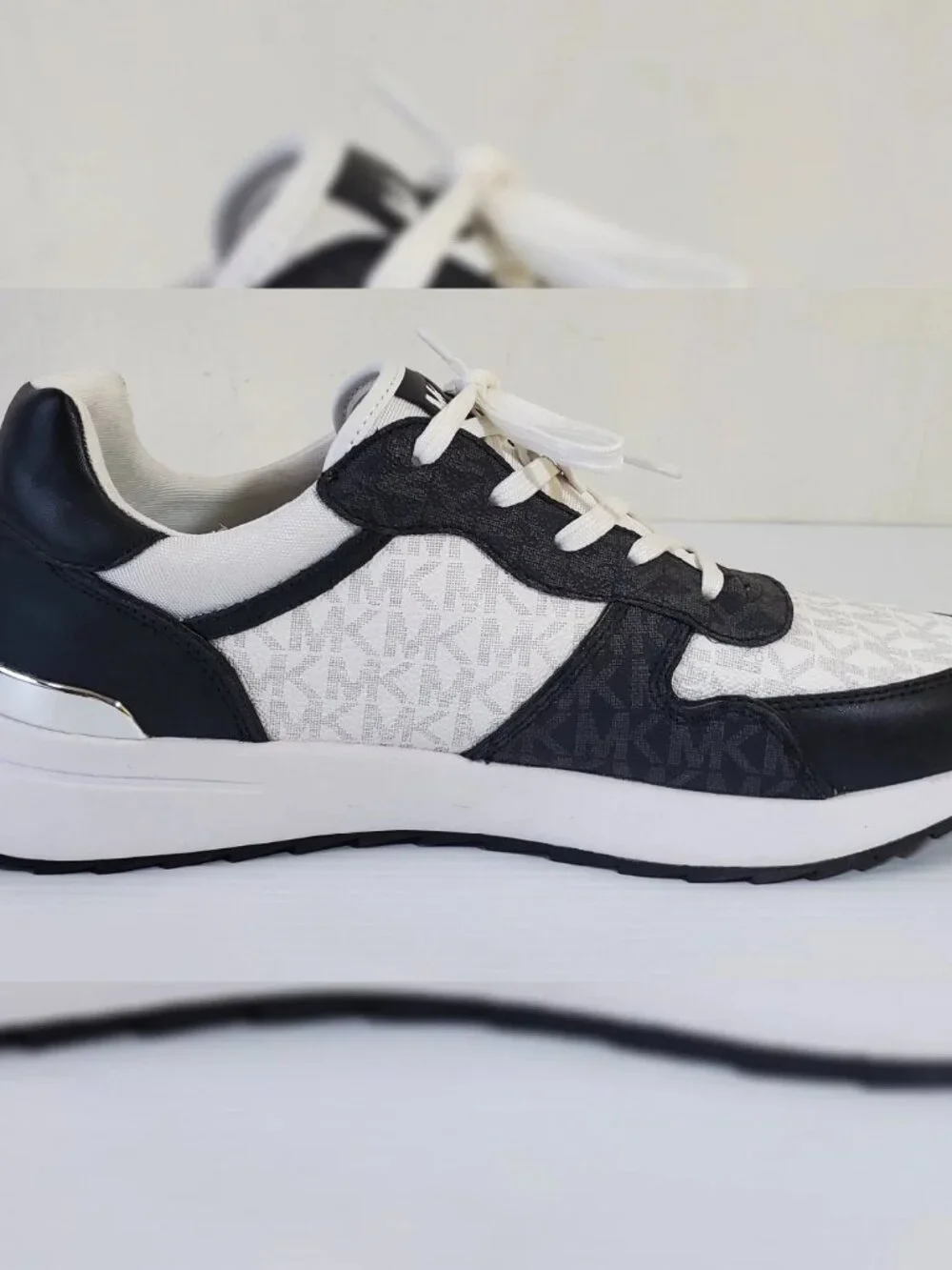 MICHAEL KORS JASMINE TRAINER SNEAKER WOMEN ALLOVER MK PRINT LOGO SIZE 11 BLACK